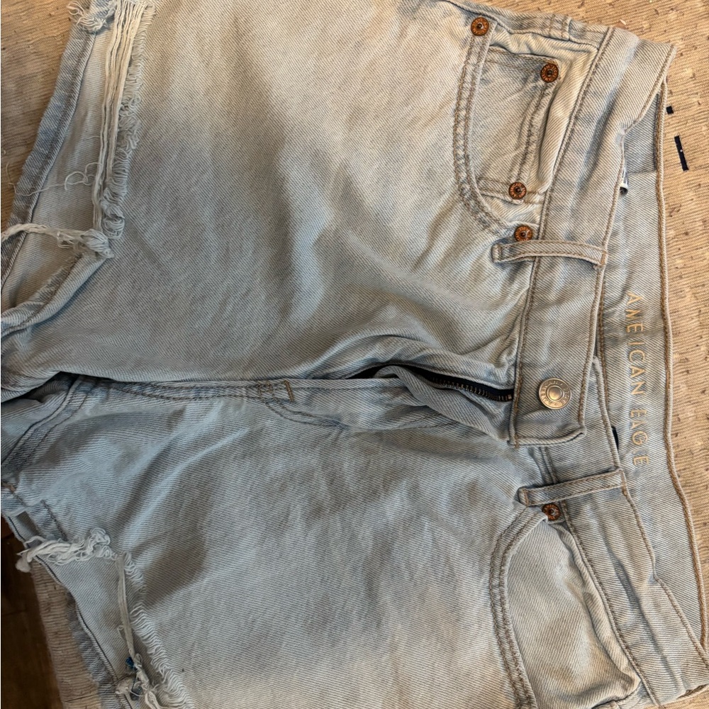 American Eagle Outfitters Light Blue Distressed Denim Shorts